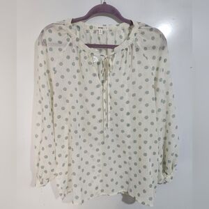 Mine Cream Polka Dot Women's Top, Size Small
